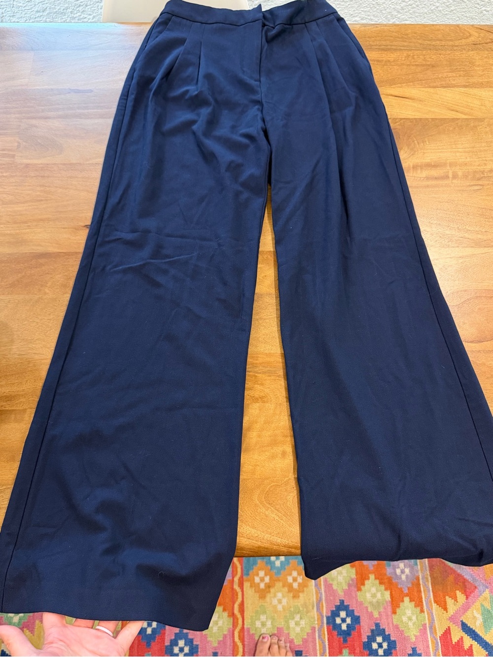House of Harlow 1960 Navy Wide-Leg High-Rise Pleated Pants Size 6